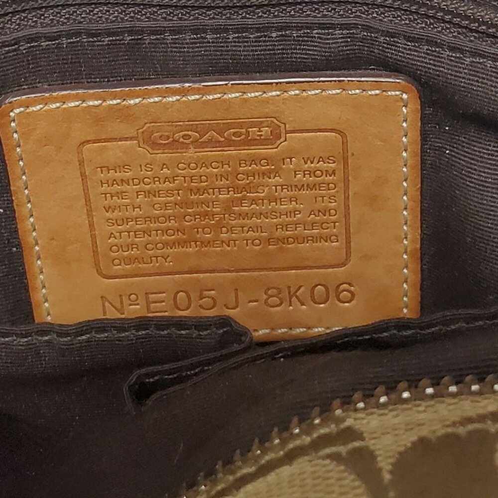 Coach Vtg Hampton Signature & Leather Satchel Bag W/Brass Hardware & Dual Handle - Picture 8 of 16